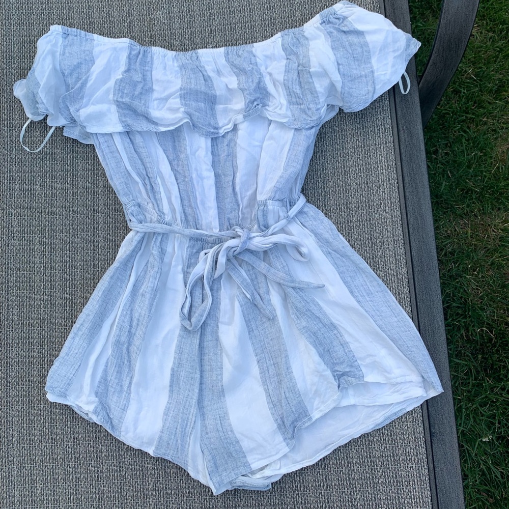 Blue and White Striped LF Romper